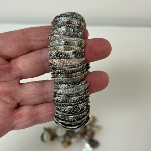 Bundle of 2 Stretchy Vintage Shell Bracelets Capiz - Picture 2 of 3